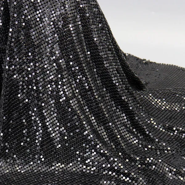 Shiny Flexible Aluminum Chain Mail Fabric Metallic Metal Sequin Mesh Fabric for Clothing Home Decoration photo-2