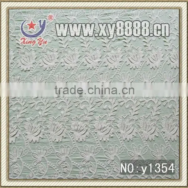 100% Cotton Fabric With Applique Lace Triming
