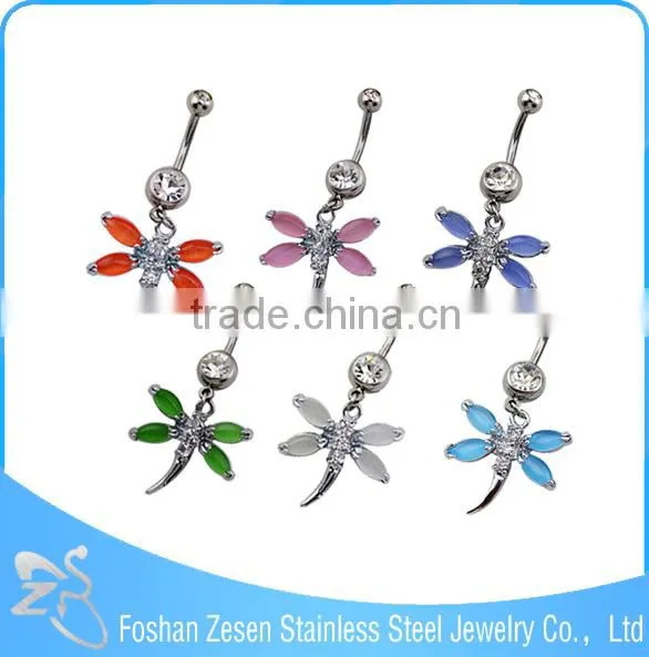 Newest Promotional Surgical Steel Hanging Jeweled Butterflies Belly Button Ring photo-2