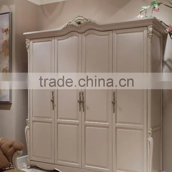 New French Rococo Style Purple Bedroom Furniture Set Wood High Back Full Leather Bed photo-6