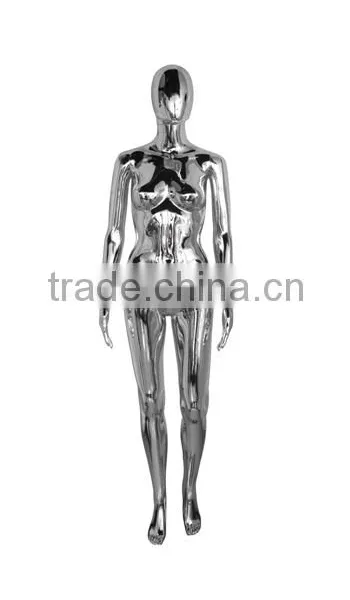 Fashion Standing Glossy Chrom Electroplating Silver Color Model Femal Mannequin Clothing Garment Display photo-4