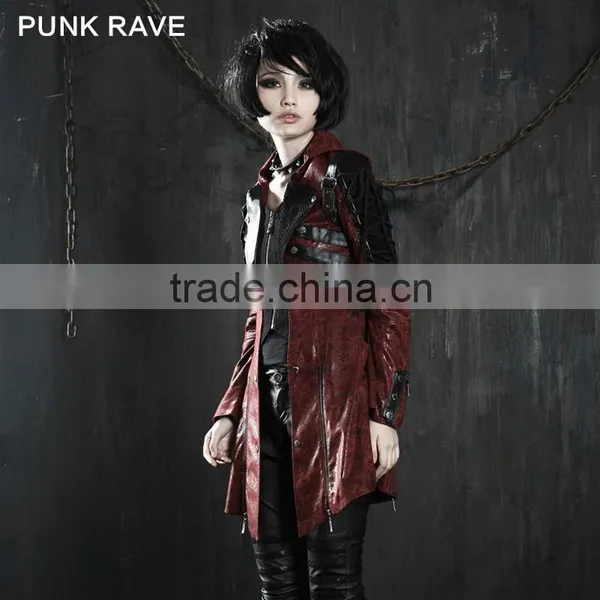 Y-349 Red Gothic Punk Rave Studded Special Hot Punk Leather Jacket photo-2