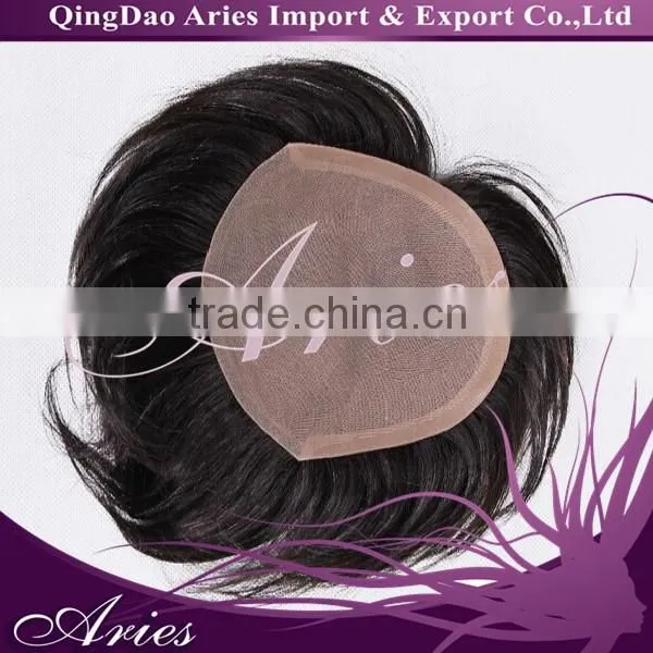 Real Hair Toupee for Men Hairpiece Monofilament Base Black