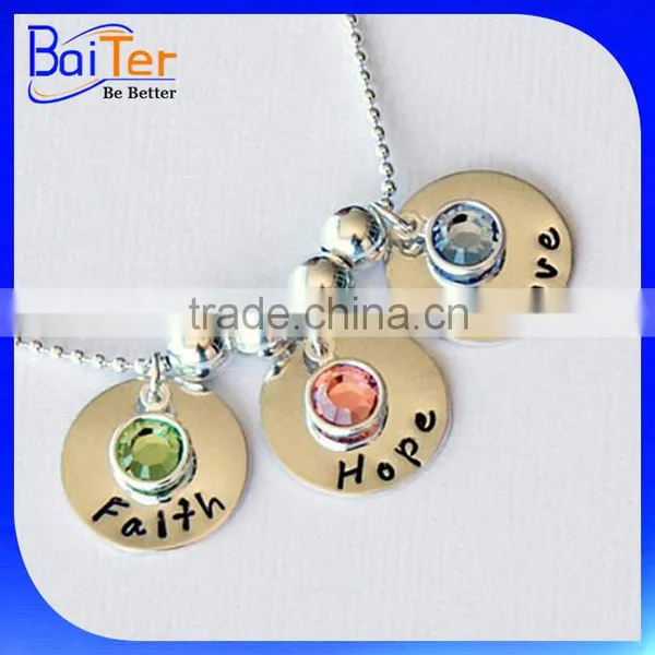 Custom 925 Sterling Silver Engraved Name Birthstone Disc Pendant Necklace Pendant With Birthstone photo-4