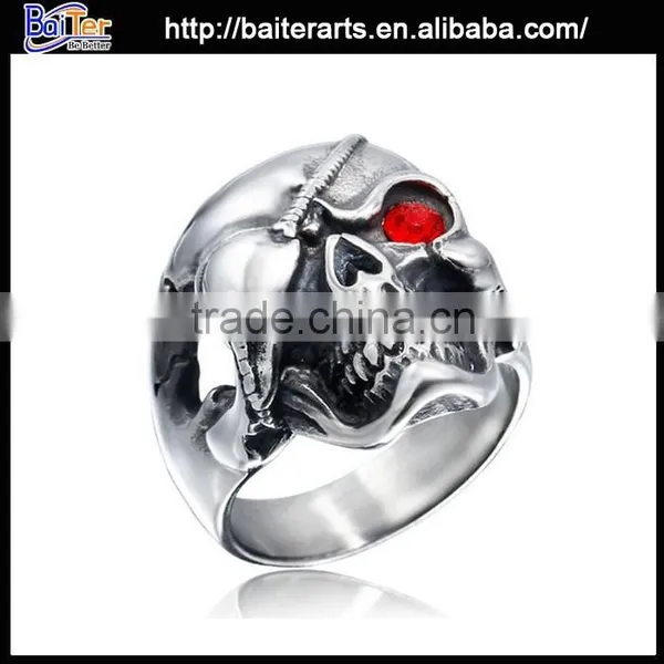Elegant Tianium Stone Men's Skull Ring ,stainless Steel Skull Ring photo-2