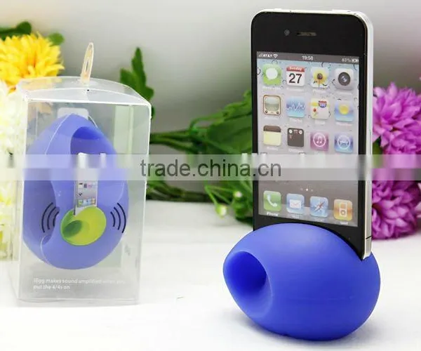 Egg Shape Silicone Horn Stand Speaker for Iphone 4/4s
