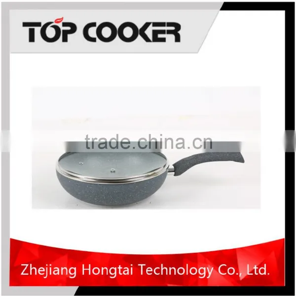 Pressed Aluminum Marble Coating Pan Wok With Lid photo-2