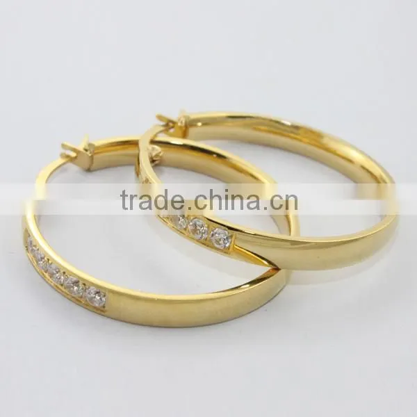 Website, 2014 New Product Wholesale Fashion Jewelry, Gold Plated Stainless Steel Hoop Earring for Women
