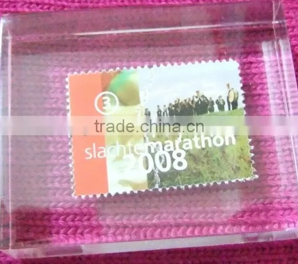 Customized Clear Acrylic Glass Crystal Block With Stamp photo-3