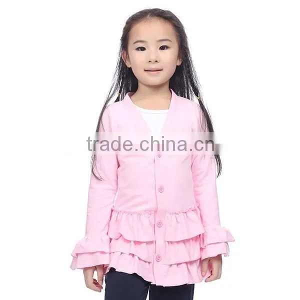 Girl Vintage Clothing Pink Ruffle Cotton Kintted Cardigan photo-3