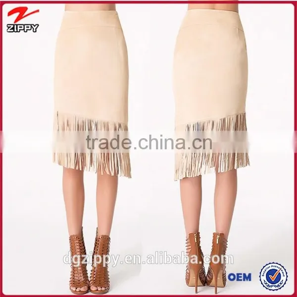 Hot-selling Item Latest Skirt Design Pictures of A-line Skirt, Leather Tassel