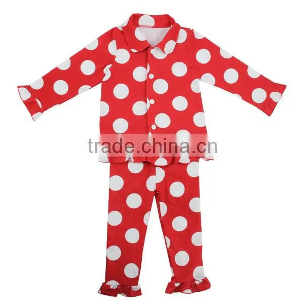2016 Kaiyo Childrens Boutique Clothing Cheap Pajama Sets Children Print Pajamas Set With Ruffle photo-2