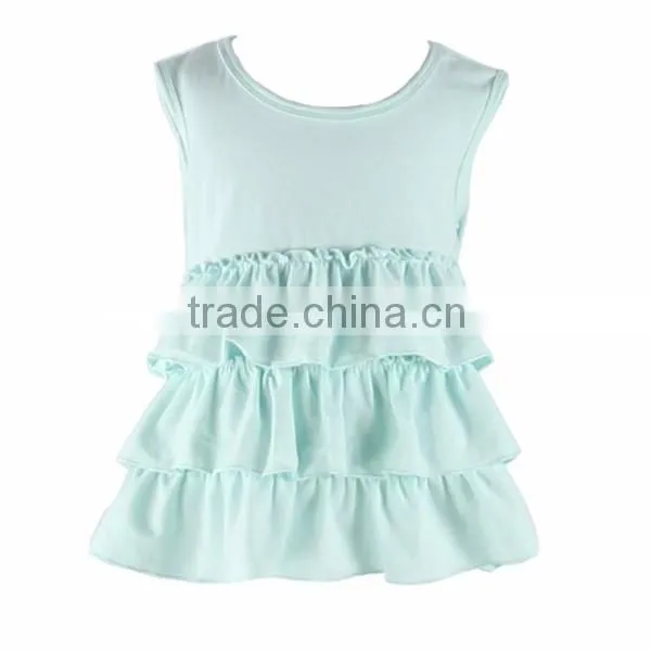 Wholesale High Quality With Cheap Prices Boutique Cotton Knit Solid Blank Ruffle Sleeveless Fashion Kid Girl Mini Skirt photo-3