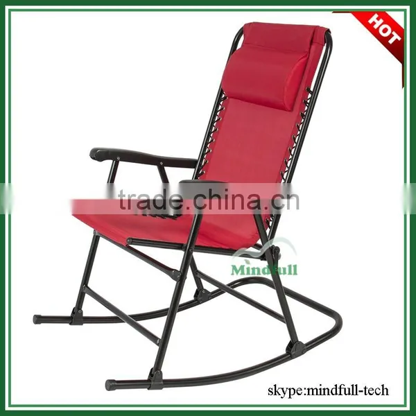 Teslin Fabric Steel Frame Adults Folding Outdoor Rocking Chair For Sale photo-2