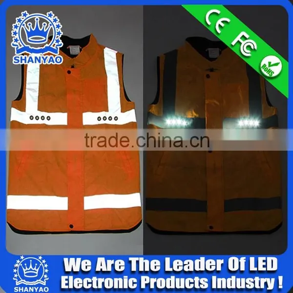 2016 Hot Selling LED Reflective Safety Waistcoat For Road Safety At Night