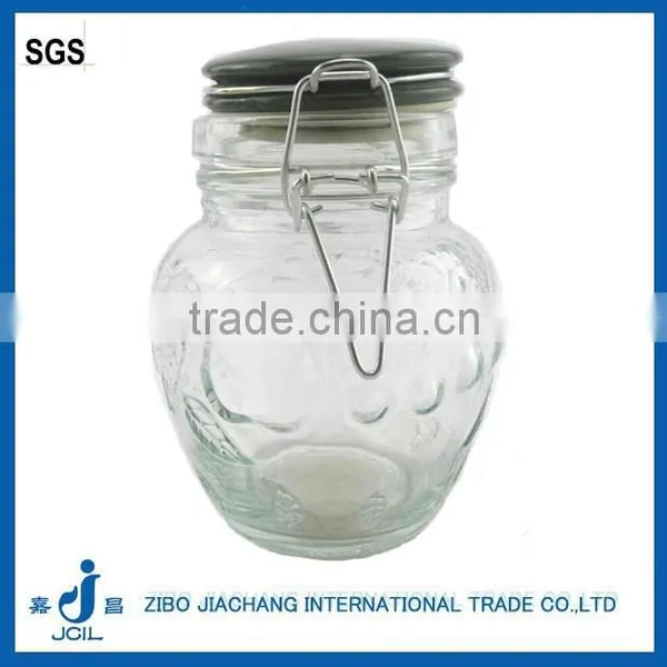 350ml Glass Empty Preserving Honey Jars With Red Ceramic Lid photo-5