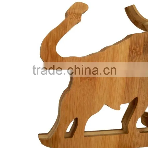 WR027/100% Bamboo Material Hot Sale Bull-Shaped Folding Bamboo Wine Rack photo-4