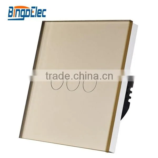 UK 3 Gang Toughened Glass Panel Led Light Switch Plate photo-2