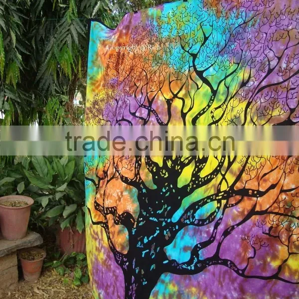 Tree of Life Bohemian Wall Tapestries Ombre Hippie Indian Mandala Tapestry photo-5