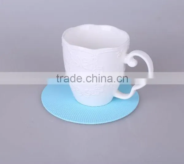 2015 New Products Home Used High Temperature Resist Eco-friendly Marerial EVA Pink Green and Blue Fresh Color Round Cup Coaster photo-3