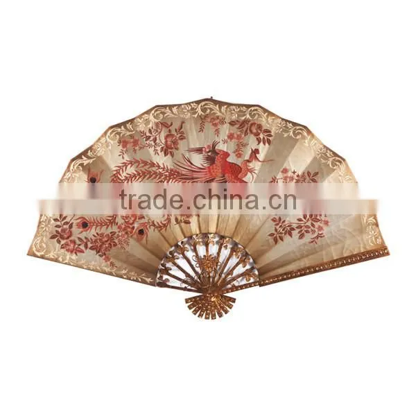 Noble Hand Painted Wood Wall Painting, Decor Fan Shaped Hanging Wall Picture, Solid Wood Carved Hanging Wall Art photo-2
