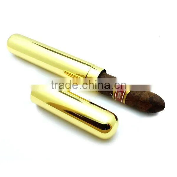 Custom Logo Gold Plated Cigar Tube, Exquisite Metal Cigar Tube photo-3