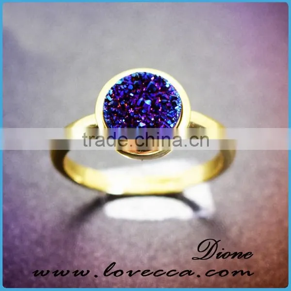 925 Sterling Silver Gold Plated Handmade Agate Gemstone Druzy Ring Jewelry photo-5