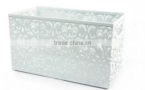 Hollow Flower Pattern Metal Punched Desk Organizer Container Storage Basket photo-2
