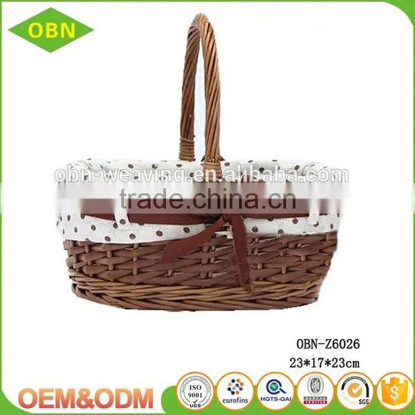 Custom 100% Handmade Eco-friendly Handled Colorful Fancy Natural Wicker Gift Easter Basket With Liner photo-3