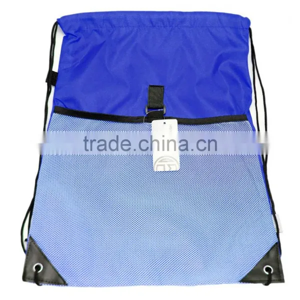 Promotional Custom Designed Mesh Drawstring Backpacks/Wholesale String Bags With Front Mesh Pockets photo-2