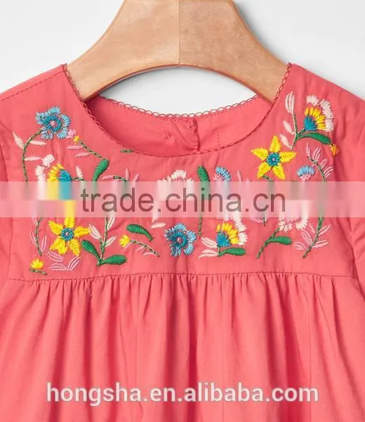 Summer Embroidery Child Clothes Pretty Floral Print Baby Girl Dress HSD5038 photo-3