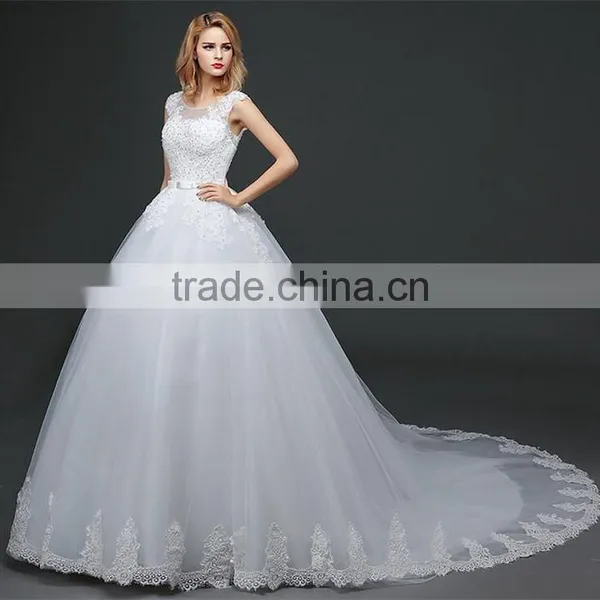 Women Sexy Strapless See-through Hollow Back Beaded Lace Appliqued Wedding Dress Back Straps Crossover photo-4