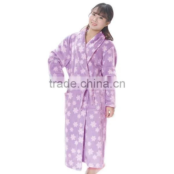 Super Soft Printed Coral Fleece Dressing Gown Lady photo-4
