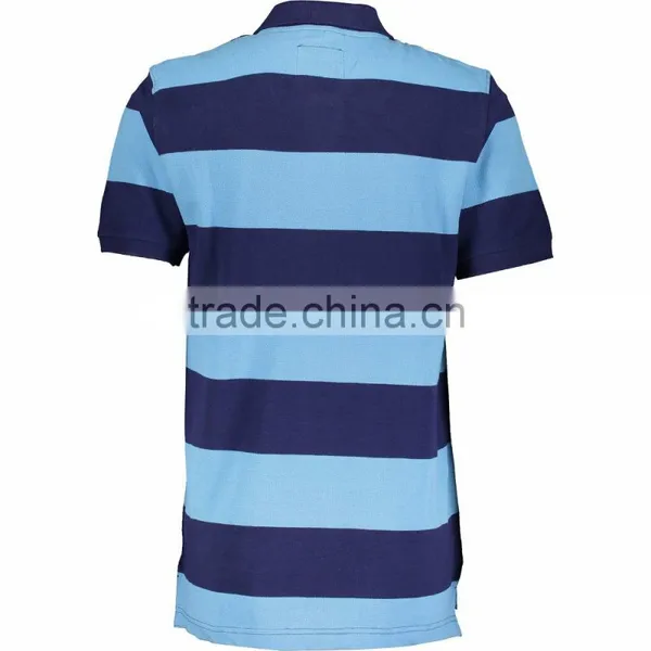 Custom Made Services Men Navy & Sky Blue Fitted Polo Shirt photo-2