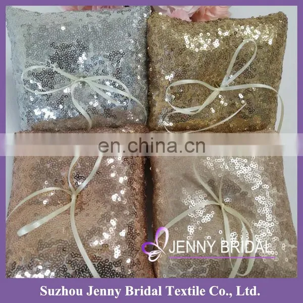 RP02 Cheap Silver Sequin Deorative Wedding Ring Bearer Pillow photo-4