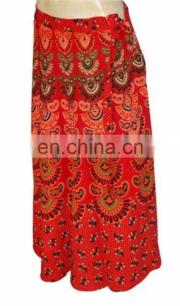 Wrap Around Skirt Peacock Printed Hippie Gypsy Women's Long Sarong Summer Hippie Beach Boho Cotton Wrap Around Skirt Dress photo-2
