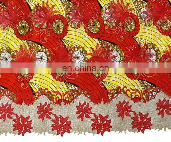 2016 Fashionbale African Ankara Mixed With French Net Lace for Women photo-2