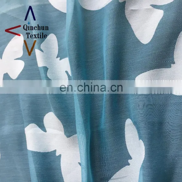 Bule Butterfly Burnout Organza Fabric for Dress Materials photo-4