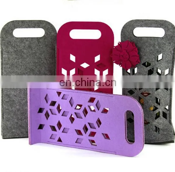 2018 Hot Sell Elegant Christmas Felt Single Wine Bottle Bag With Handle and Customized Logo photo-6
