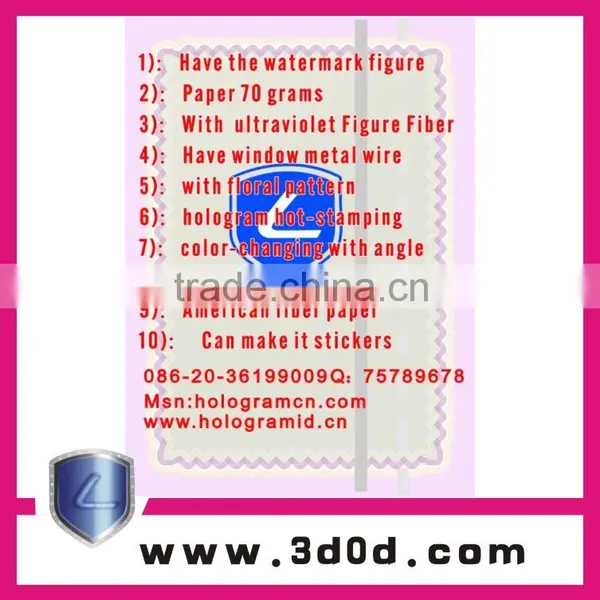 New Arrive High-quality China New Design Customed Security Paper With Visible/invisible Fibers photo-5