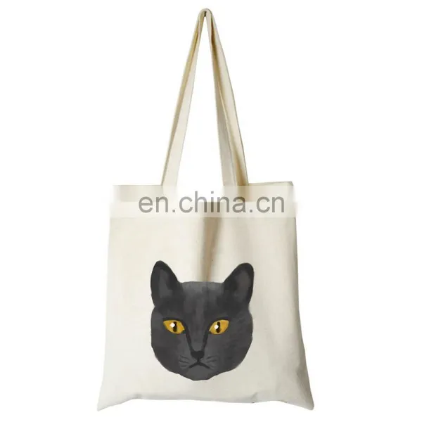 Custom Print Canvas Cute Cat Travel Tote Reusable Hand Bags for Women photo-2