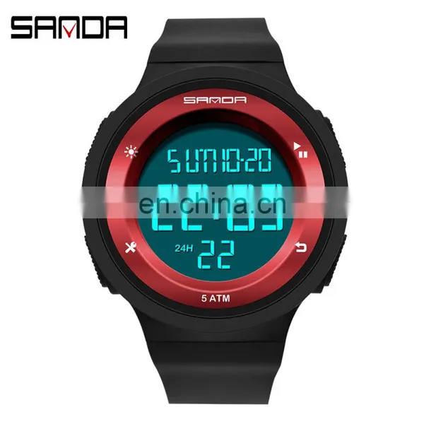 Sanda 2001 Cool Electronic Watches for Ladies Men LED Luminous Waterproof Functional Sport Digital Watch photo-2
