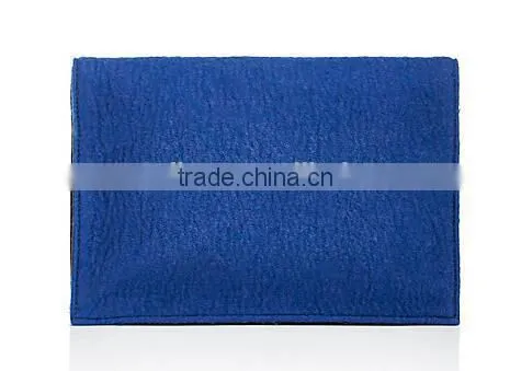 Blue Felt Genuine Leather Evening Clutch Bags Lady Hand Bag Leather Hangbag photo-3