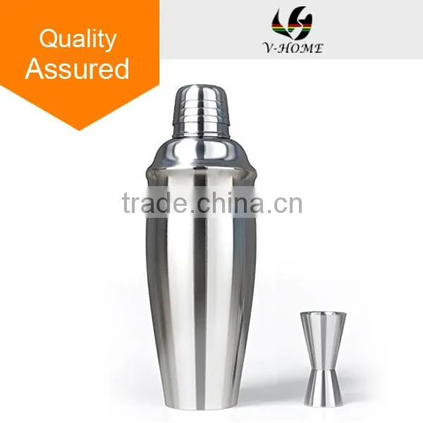 24 Ounce Stainless Steel Shaker With Built-in Strainer & Lid, Double Jigger