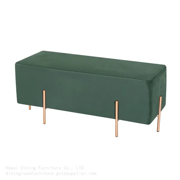 Velvet Covered With Metal Legs Sofa Footstool DF-L2