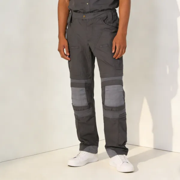 Multi-pocket Cargo Pants Ribstop TC6535 Adult Trousers Elastic Waistband Zipper Hems