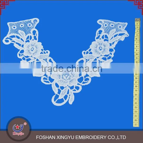 Fashion Promotional Custom Chinese V Shape Mesh Embroidery Collar Neckline Applique for Dress photo-2