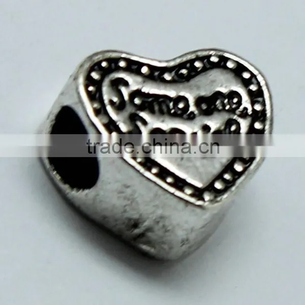 Some One Special Text Heart Shape Zinc Alloy Beads With Round Hole photo-4
