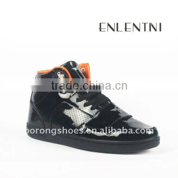 Black Mens Trainers Leather Sneakers Fashion Men Sneakers Guangzhou OEM