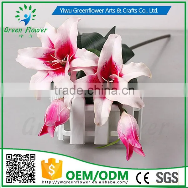 2016 Wholesale Multicolor Latex Artificial PU Flowers Lily Real Touch Bouquet Wedding Bridal Decor Display Flower photo-2